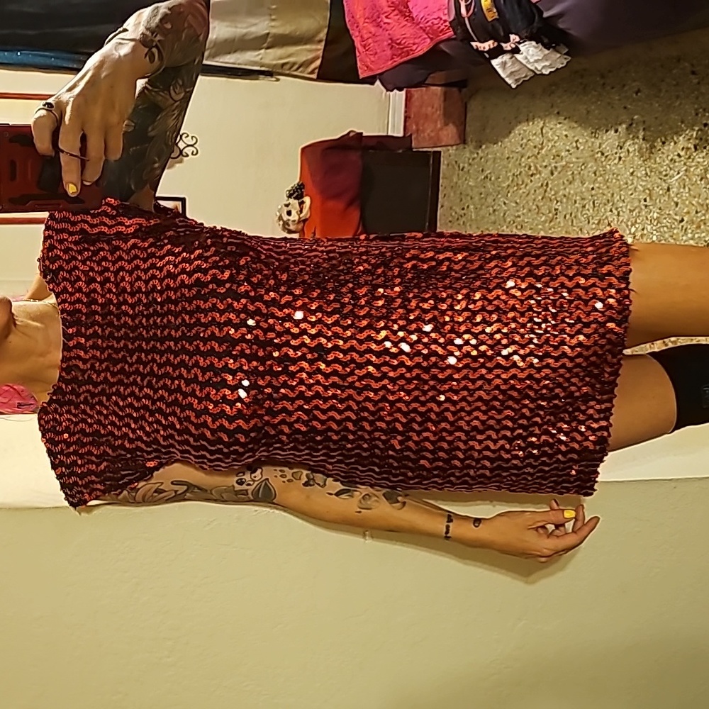 Sparkle-y devil! Vintage red sequin 60s go go dress